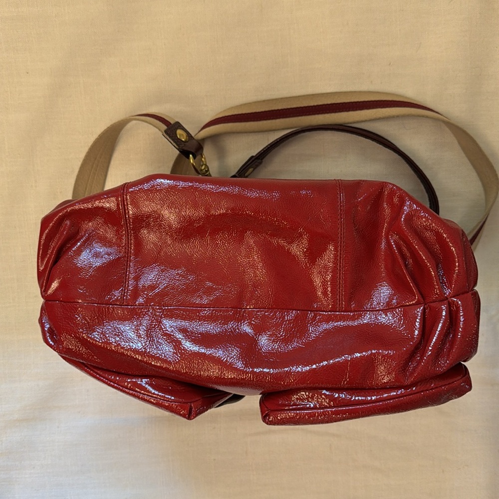 Cherry Red Coach Handbag With Detachable fabric shoulder Strap. - Picture 9 of 9